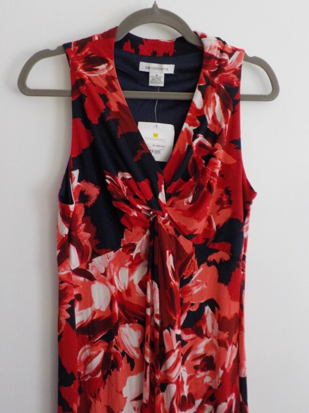 Liz Claiborne Maxi Dress - Small/Medium - Navy Coral Floral Sleeveless (2590)
